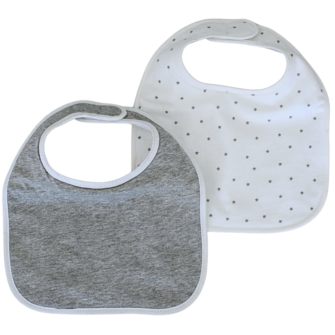 2 Bavoirs 1er Age Gris et Blanc