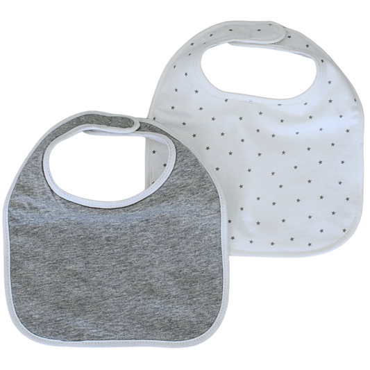 2 Bavoirs 1er Age Gris et Blanc
